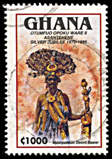 Ghana 1834, used, 25th Anniversary Reign of Otumfuo Opoku Ware II, Ashanti King