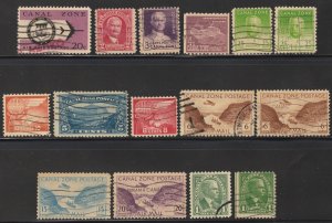 Canal Zone 1928-75 Used Selection Inc Airmail x15