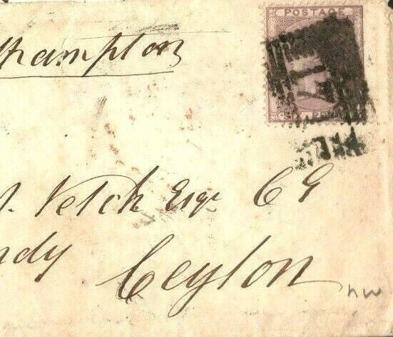 GB SG.68 Cover Haddington *Caponflat* CEYLON Maritime Mail 1860 Cat £240+ LS149