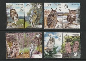 BIRDS-BELARUS #682-5 OWLS (LABELS) MNH