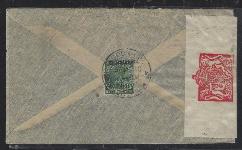 BURMA (P2810B) 1940 CENSORED A/M 2AX10+1/2A+KGVI  1A TO FRANCE   NICE 