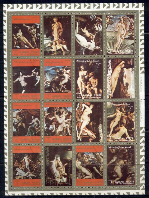 Ajman 1972 Paintings of Venus sheetlet CTO