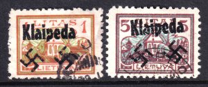 LITHUANIA 171, 173 KLAIPEDA OVERPRINTS CDS F/VF SOUND x2