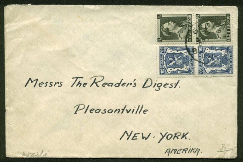 WWII German Censored Cover Belgium to  New York