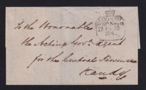 Ceylon 1841 COLOMBO POST N PAID Stampless Letter to Kandy SFL