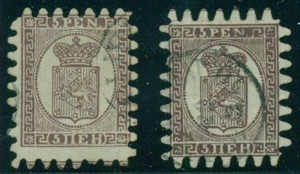 FINLAND 12a 5vlC2&3 5pen Laid paper roulette II & III used Scott $460.00