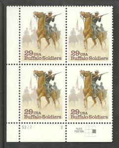 #2818 Buffalo Soldiers Plate Block Mint NH