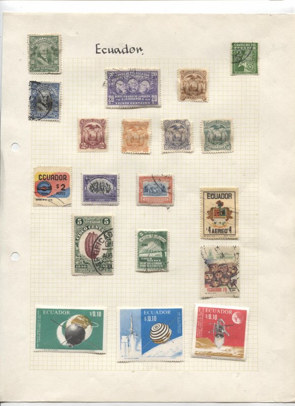 STAMP STATION PERTH Ecuador #Around 80 Stamps on Paper Mostly Used Unchecked