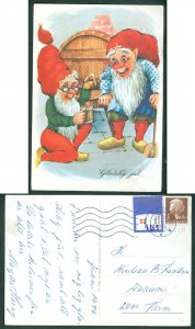 Denmark. Christmas Card 1976. Seal+ 80 Ore. Tarm. Santas Drinking Beer.