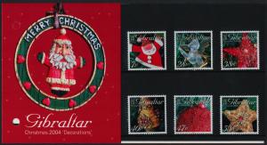 Gibraltar 999-1004 in Folder MNH Christmas Tree Ornaments