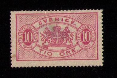 MLH Sweden Scott # O17 - 1885 - ' Coat of Arms F-VF