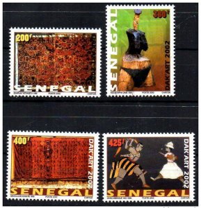 Senegal 2002 Dak'Art Kunst Art Africain African Sculpture 4 Val. RARE MNH-