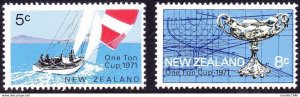 NEW ZEALAND 1971 QEII 5c & 8c Multicoloured One Ton Cup Racing Trophy Set SG9...