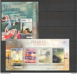 2013 Togo Art Marine Life Lighthouses Peinture Kb+Bl ** Tg674