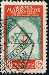 SPANISH MOROCCO - 1948 Mi.281 10c red & light green pro-Tuberculosis Used