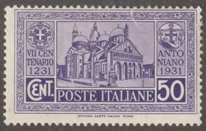 Italy, Stamp, Scott#261,  mint, hinged, 50, cent, violet