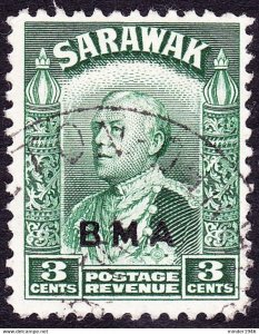 SARAWAK 1945 KGVI 3c Green SG128 FU