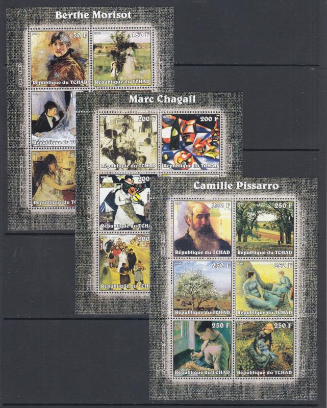 Chad Sc 944-957 MNH. 2002 Artists with their paintings, cplt set of 14 sheets VF