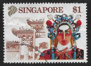 Singapore #580 $1 Tourism - Chinese Opera Singer, Siong Lim Temple
