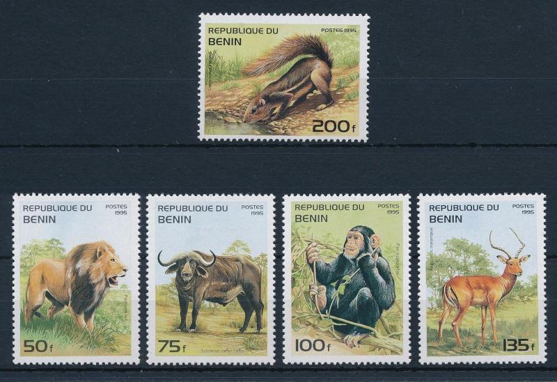 [31155] Benin 1995 Wild animals Mammals Lion Monkey Antilope MNH