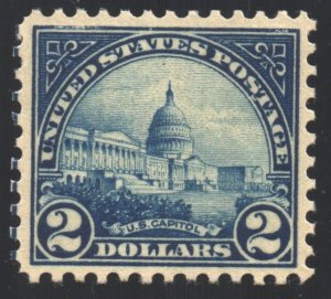 US Scott #572 - VF - $2 Capital Building - Deep Blue - MNH - 1923