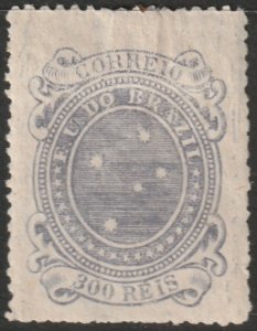 Brazil 1890 Sc 104b MH* repaired thin at top grey blue