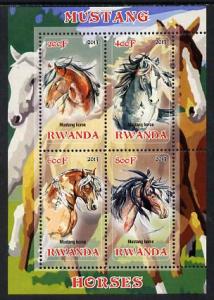 Rwanda 2013 Horses #1 perf sheetlet containing 4 values u...