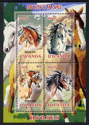 Rwanda 2013 Horses #1 perf sheetlet containing 4 values u...