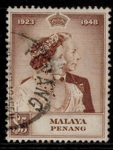 MALAYSIA - Penang GVI SG2, $5 ROYAL SILVER WEDDING, USED. Cat £38.