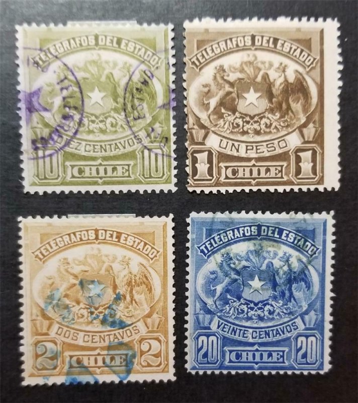 CHILE Telegraph Used MH Stamp Lot T136