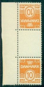 DENMARK #228a, 10ore Tete-Beche Gutter Pair, og, NH, VF, Scott $125.00