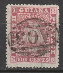 BRITISH GUIANA 1863 SHIP 8C PERF 15 USED 