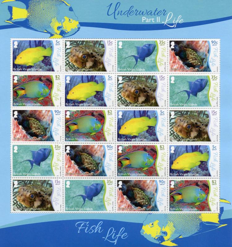 British Virgin Islands BVI 2017 MNH Underwater Life Pt 2 Fish 20v M/S Stamps