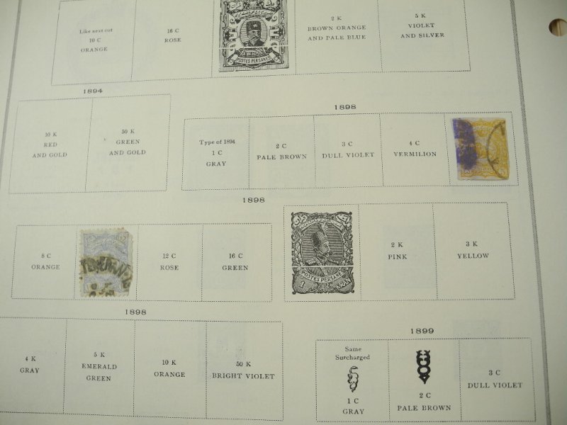 PERSIA, old time assortment of Stamps hinged on remainder/overlapping pages