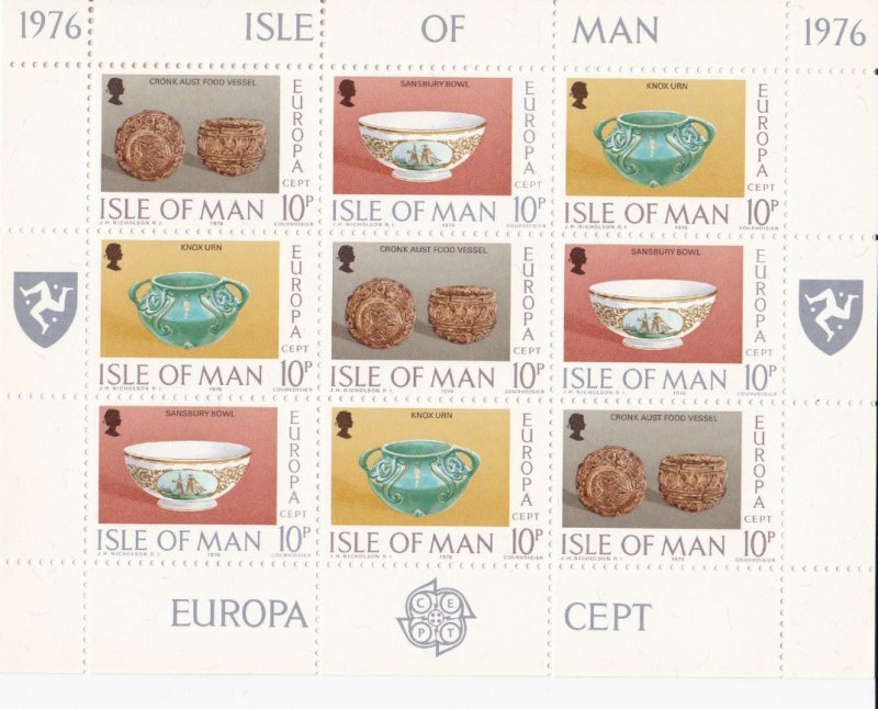 Isle of Man # 86-89, Europa, Ceramics, Full Sheets, Mint NH, 1/2 Cat.