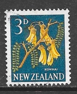 New Zealand 337: 3p Kowhai flower, used, F-VF