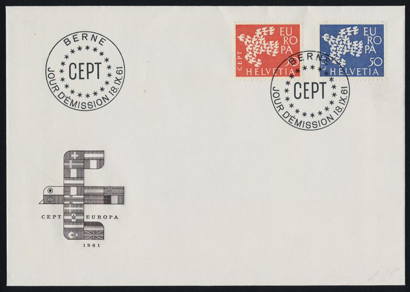 Switzerland 410-1 on FDC - EUROPA, Bird