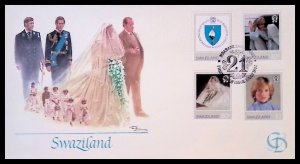 Swaziland SC#406-409 21st Birthday Princess Diana (1982) Fleetwood FDC