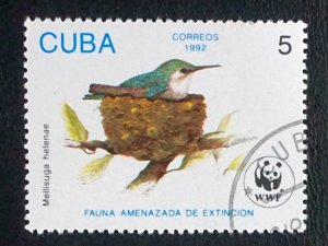 CUBA Sc# 3428 WWF HUMMINGBIRDS World Wildlife BIRDS  5c 1992 used cto