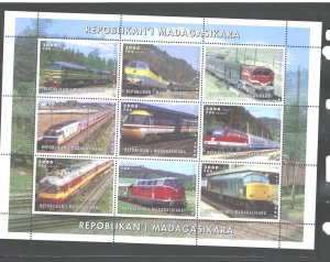 MADAGASCAR / MADAGASIKARA  1998 TRAINS M.S.. #NO SCOTT / MICHEL??  MNH