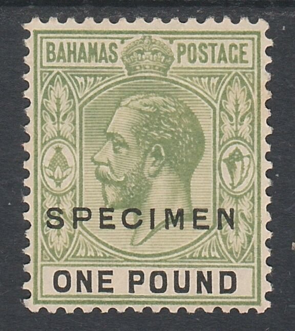 BAHAMAS 1921 KGV SPECIMEN 1 POUND WMK MULTI SCRIPT CA NO GUM  