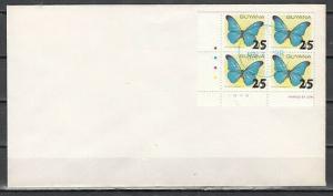 Guyana, Scott cat. 1812. Butterflies Revalued Block of 4 on cover. ^