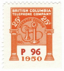 (I.B) Canada Telegraphs : British Columbia 25c (1950)