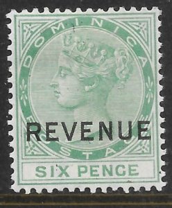 DOMINICA SGR2 1879 6d GREEN REVENUE MTD MINT 