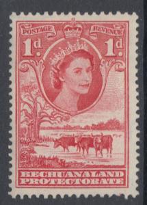 XG-Q704 BECHUANALAND - QEII, 1955 1D. Rose-Red, Wild Animals, SG144 MNH