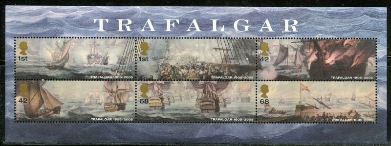 GREAT BRITAIN SCOTT# 2326C TRAFALGAR  SOUVENIR SHEET MINT NH