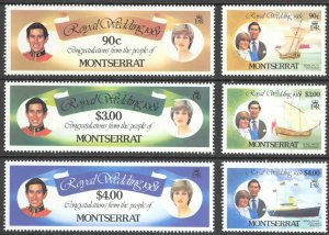 Montserrat Sc# 465-470 MNH set/6 1981 Royal Wedding