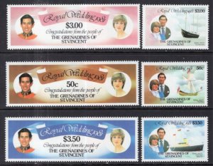 St Vincent Grenadines 209-214 Royal Wedding MNH VF