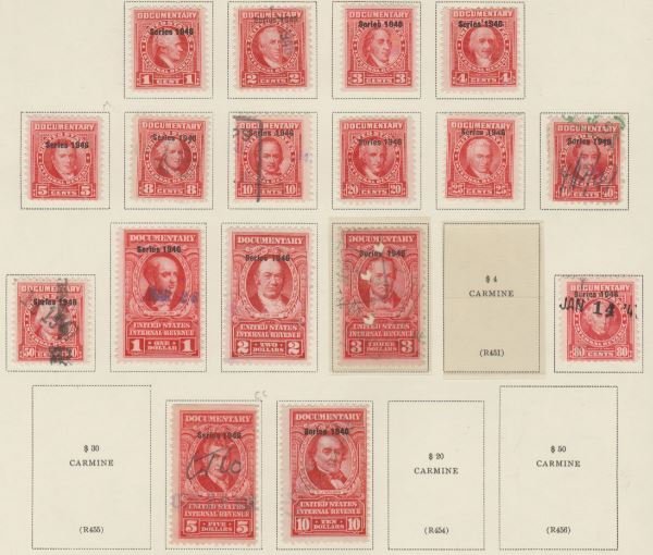 U.S. Scott #R436//R453 Revenue Stamps - Used Set