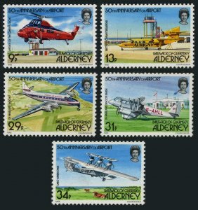 Alderney 18-22,MNH.Michel 18-22. Alderney Airport-50,1985.Aircraft,Helicopter.